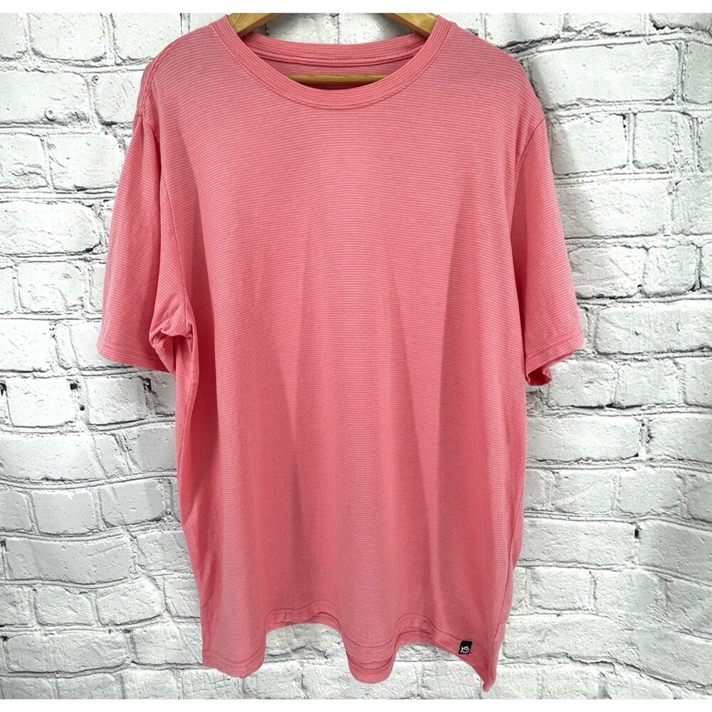Southern Tide Shirt Men's L Pink Micro Stripe Short Sleeve Crew Neck Preppy